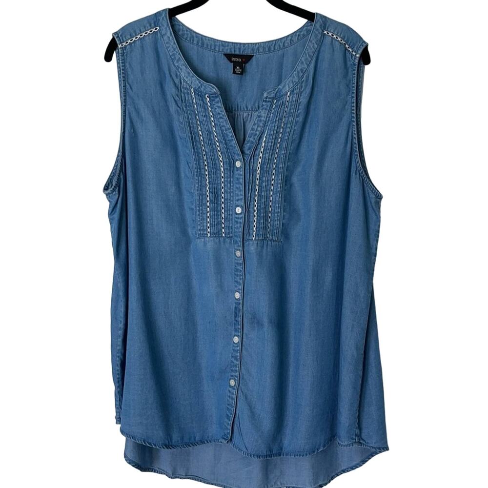 Intro Brand Sleeveless Denim Blouse - Soft Lyocell Fabric, Size XL